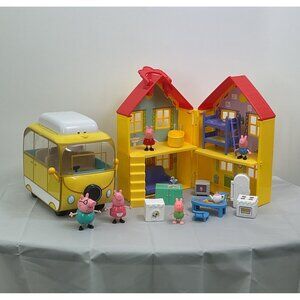 Peppa Pigs House & Camper Playset With Figures